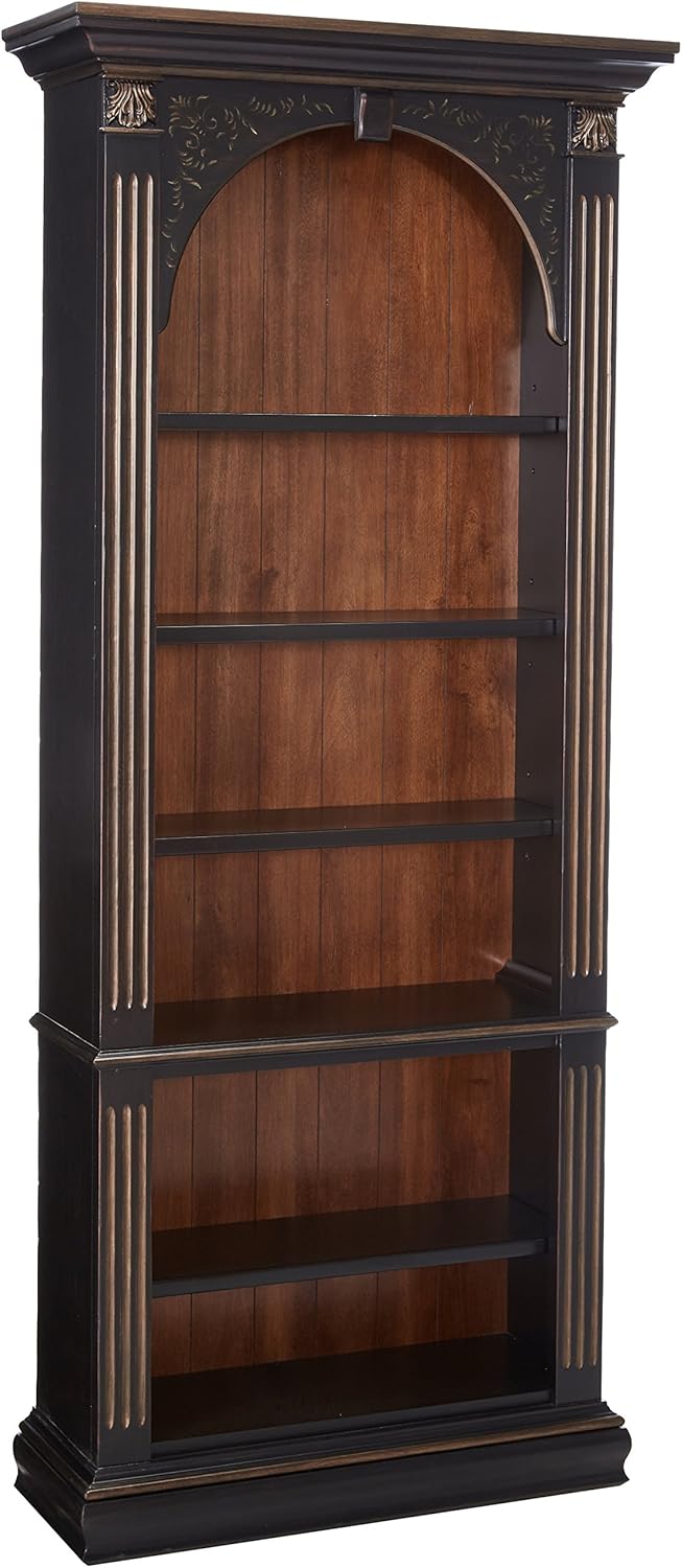 81hETO8Z55L._AC_SL1500_.jpg Black Bookcase, Gold Accents - Image 1